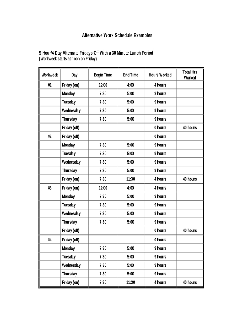 Sample Schedule 27+ Examples, Format, Pdf Examples