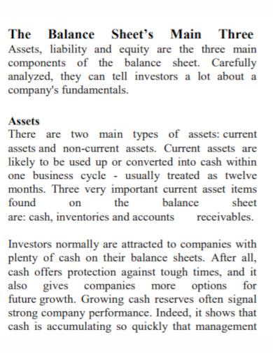 analysis of balance sheet