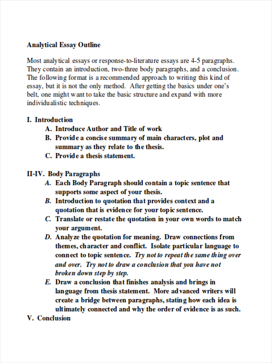 Sample Analytical Essay Outline - Templates & Examples