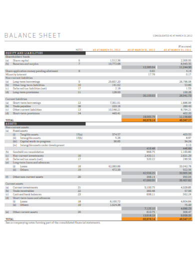 annual balance sheet