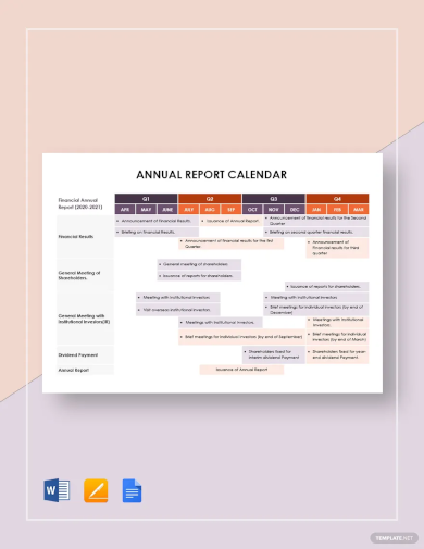 Annual Report Calendar Template