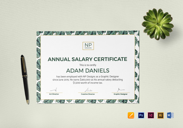 annual salary certificate