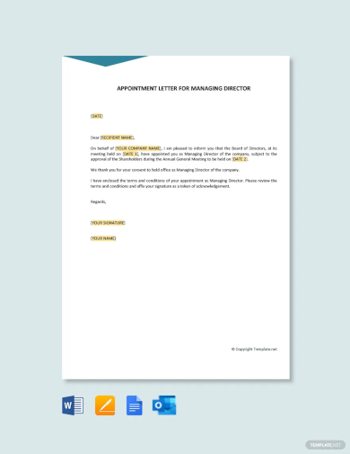 appointment letter for managing director template