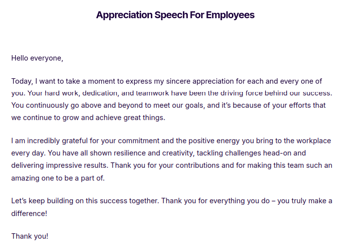 speech words of gratitude