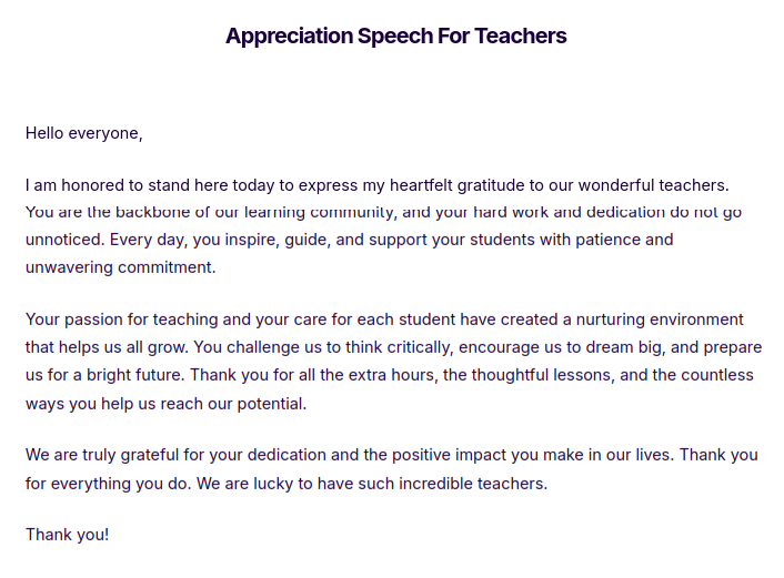 speech words of gratitude