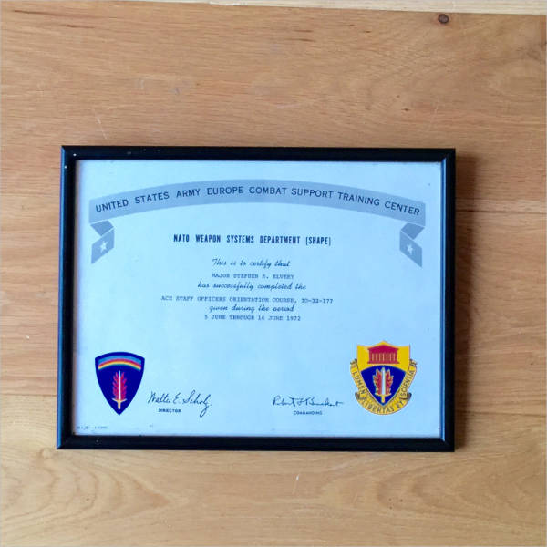 army certificate of training template