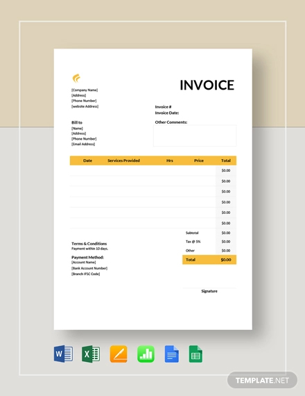 baby sitting invoice template