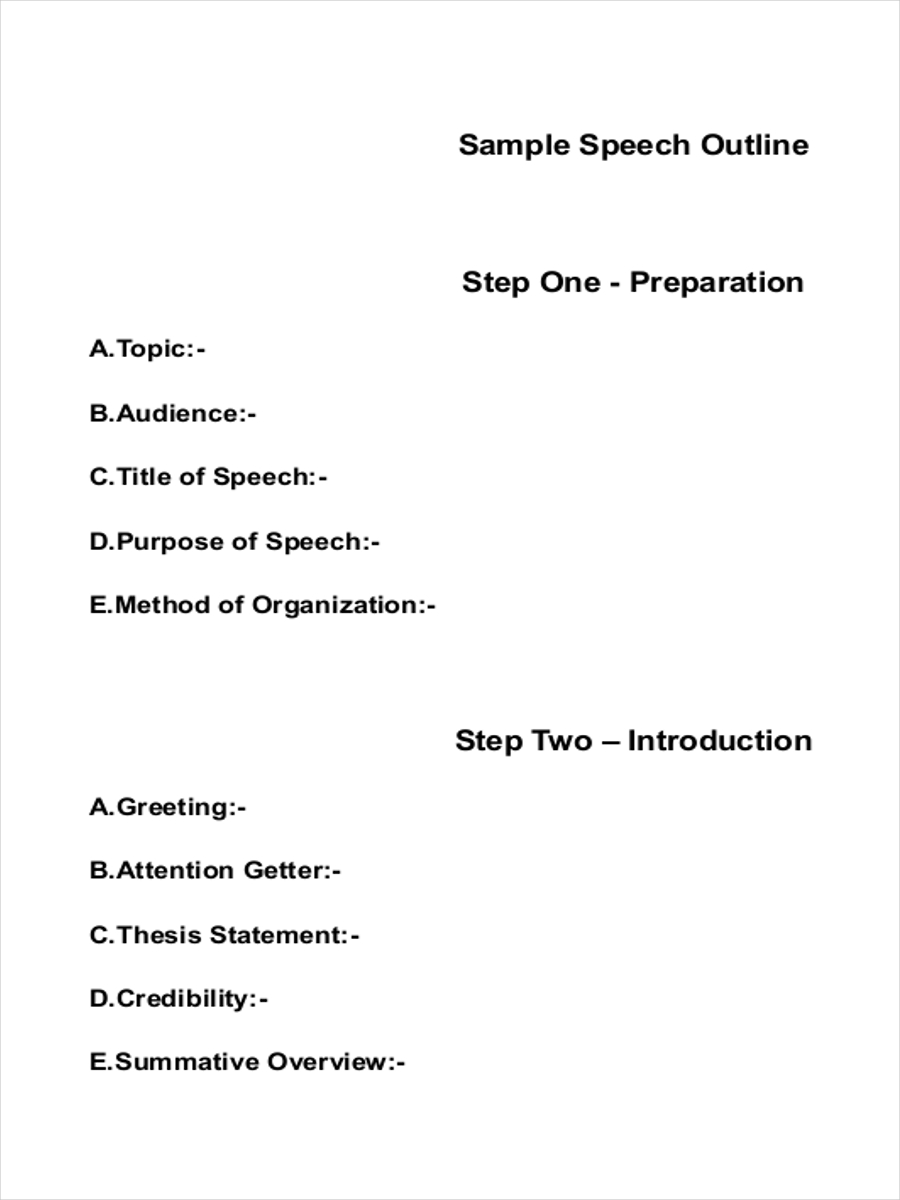 example of topical speech outline