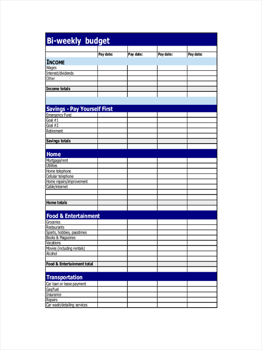 personal monthly budget template