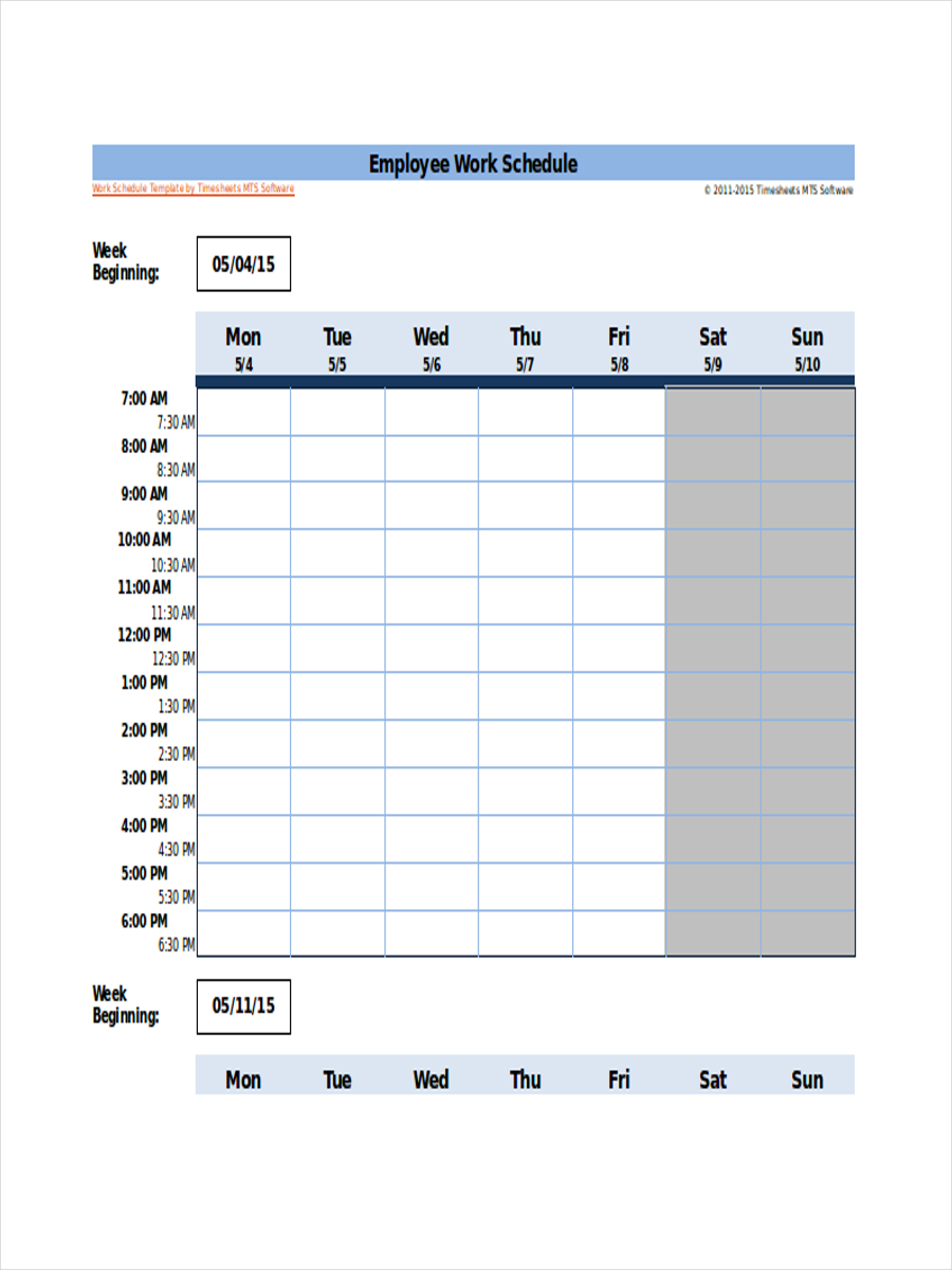bi weekly work schedule