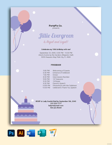 birthday and event program template