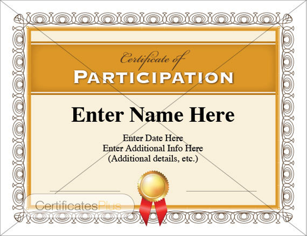 blank certificate of participation