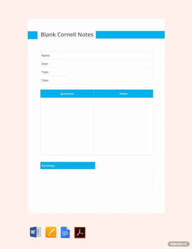 Blank Cornell Notes Template