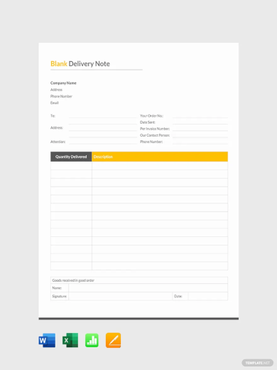 Blank Delivery Note Template