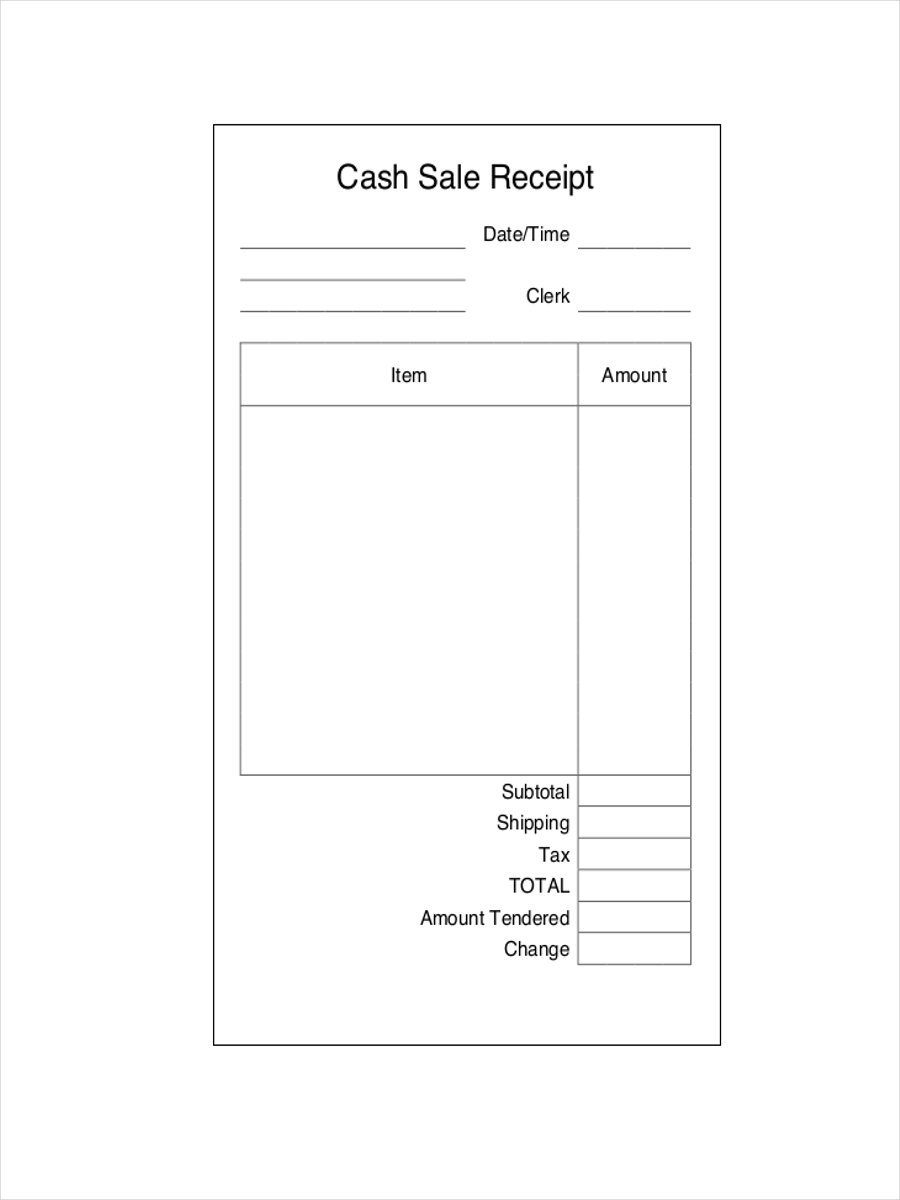 samples of sales receipts