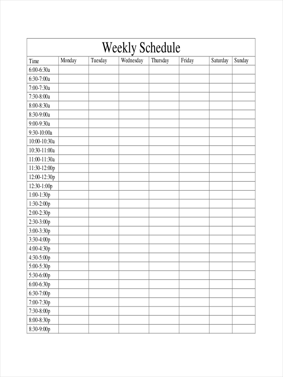 Blank Schedule 7+ Examples, Format, Pdf Examples
