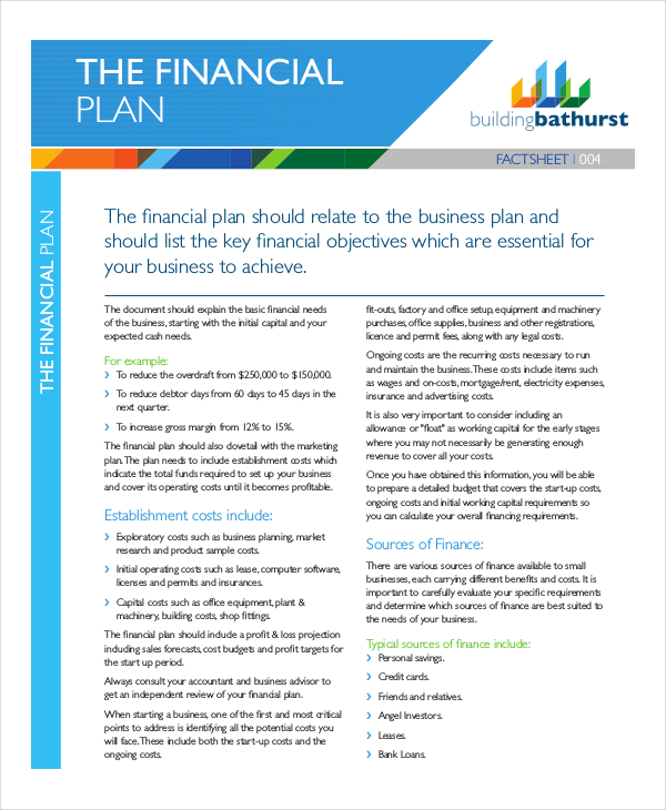 financial management in business plan example