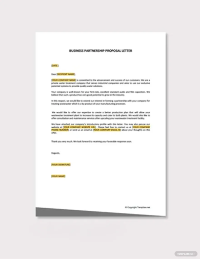 business partnership proposal letter template