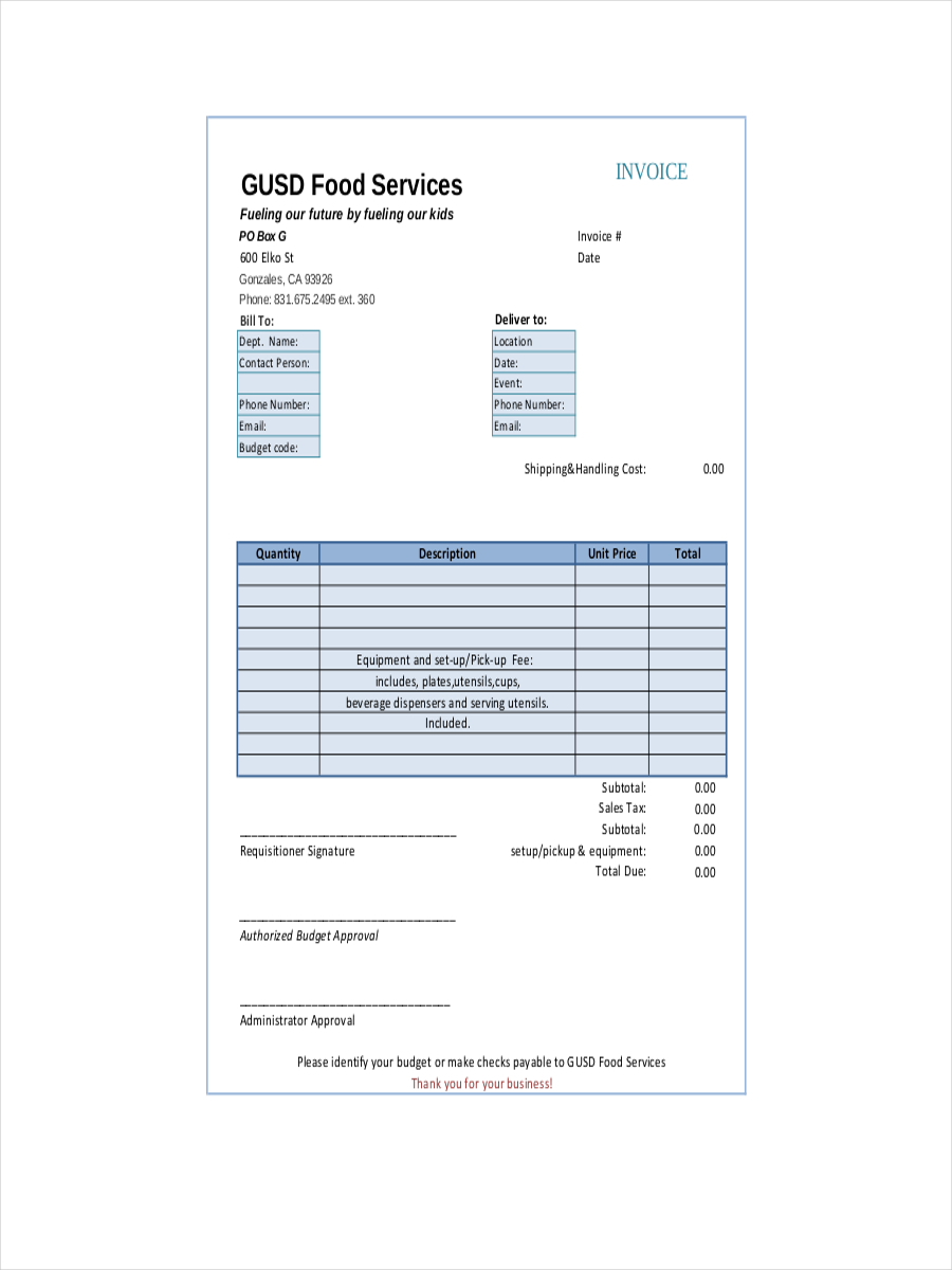 Catering Receipt 6+ Examples, Format, Pdf Examples