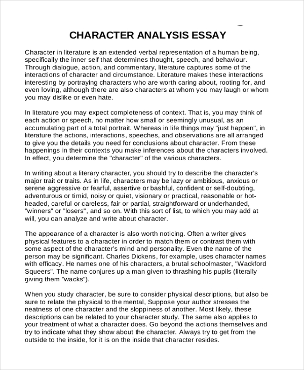 What will a good character analysis essay do