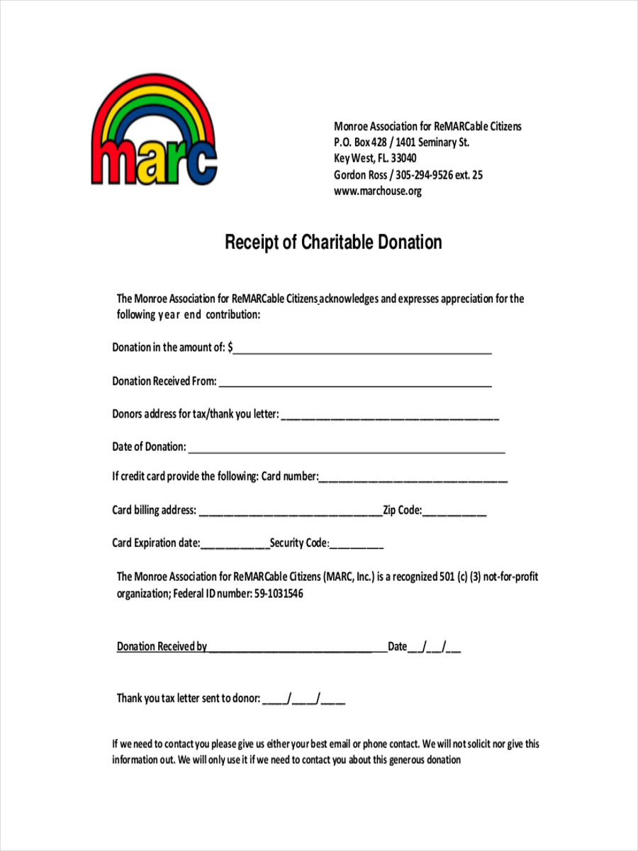 Non Profit Donation Receipt Letter