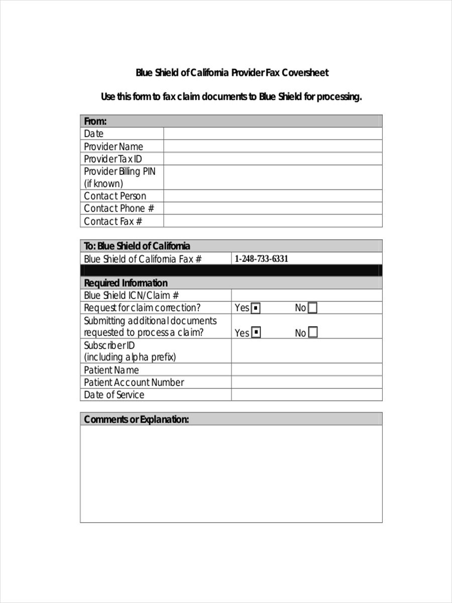 claims fax cover sheet example