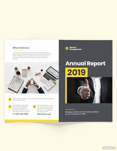 Company Annual Report Bi Fold Brochure Template