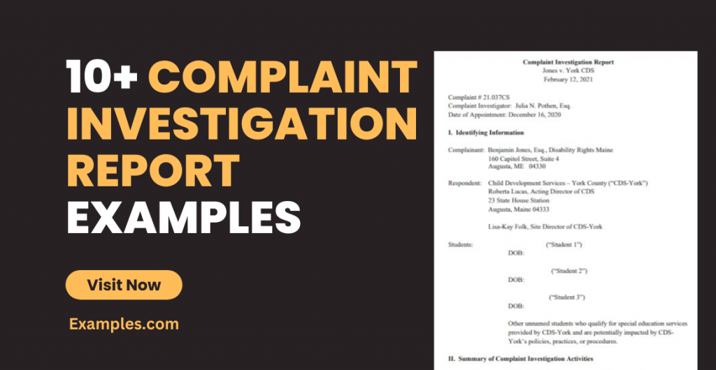Complaint Investigation Report Examples