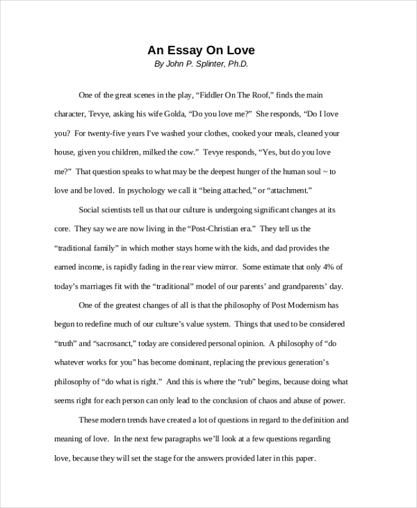 narrative essay examples about love