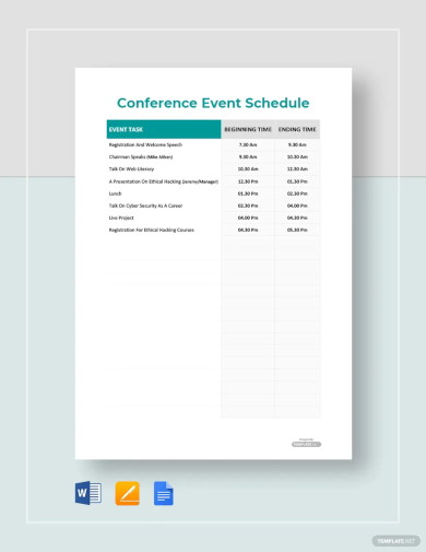 Conference Event Schedule Template