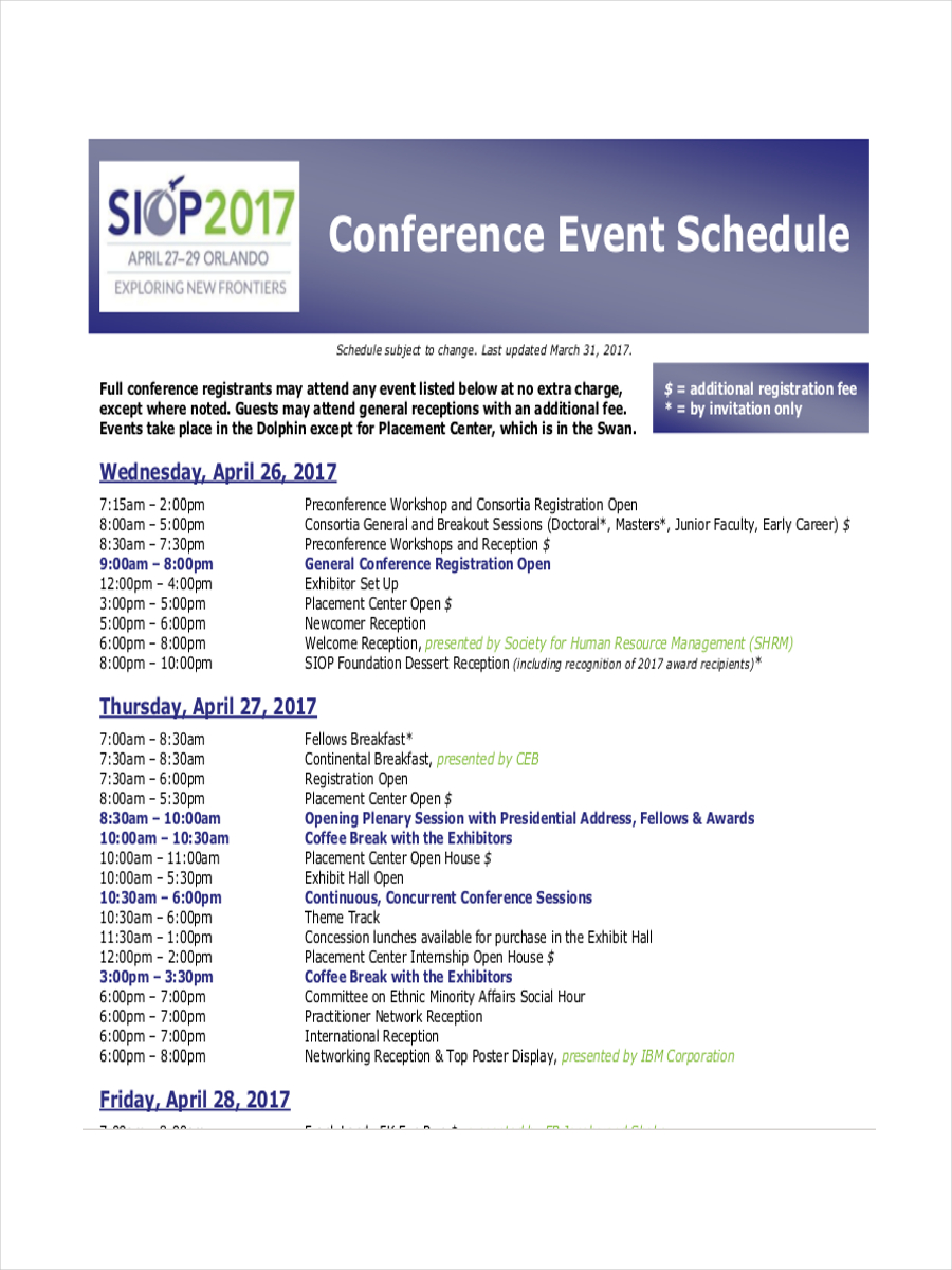 FREE 10+ Conference Schedule Examples & Samples in PDF | DOC | Google