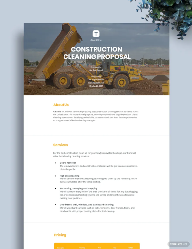 construction cleaning proposal template