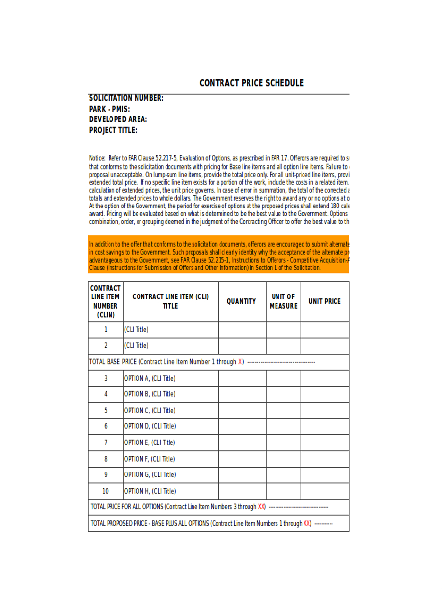 contract-schedule-template