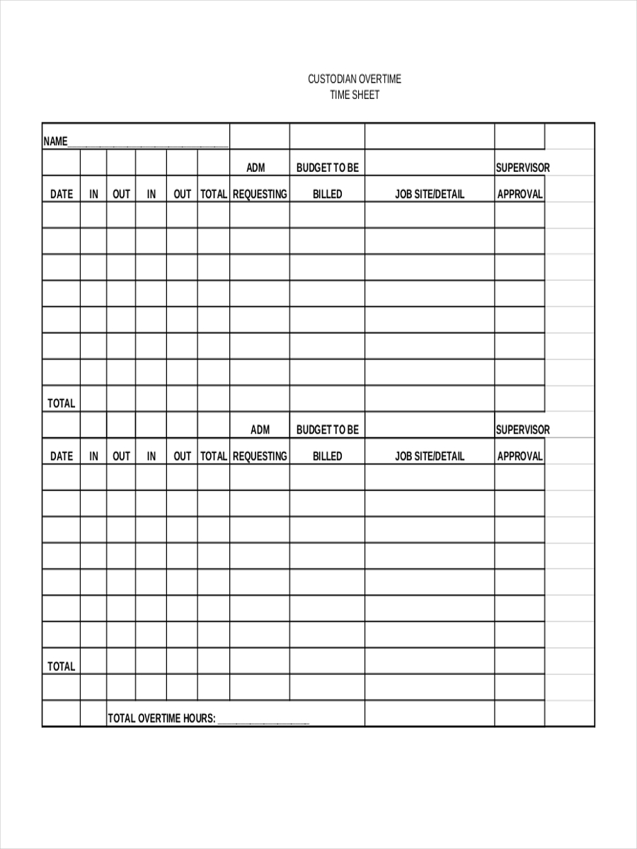 daily time tracking sheet template