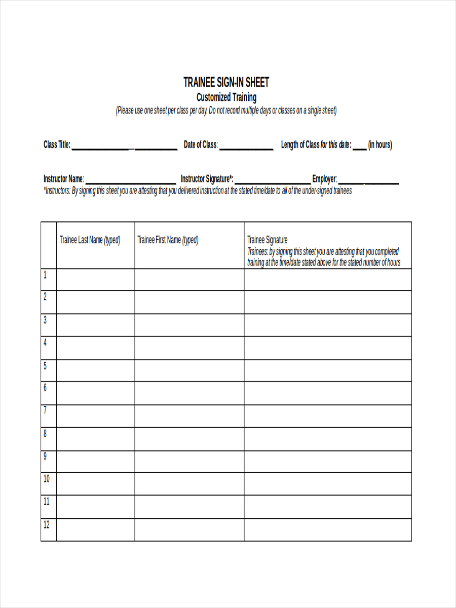FREE 17+ Sign-In Sheet Examples & Samples in PDF | DOC | Examples