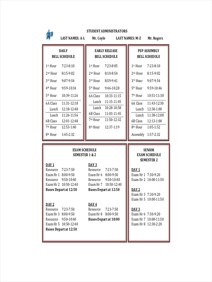 daily bell schedule example