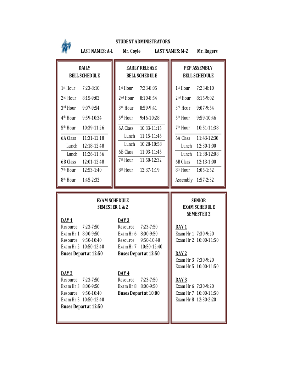 Daily Bell Schedule Example