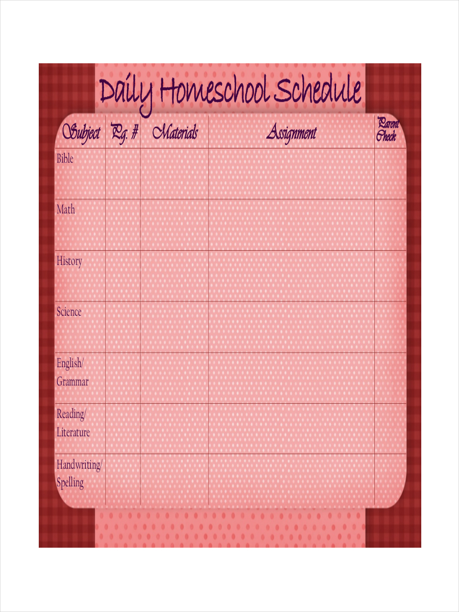 daily homeschool schedule1