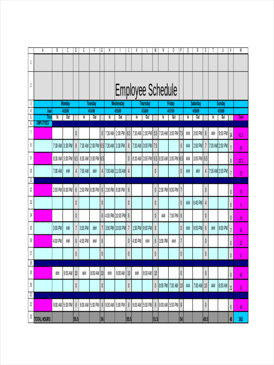 Staff Schedule 8 Examples Format How To Schedule Pdf Tips
