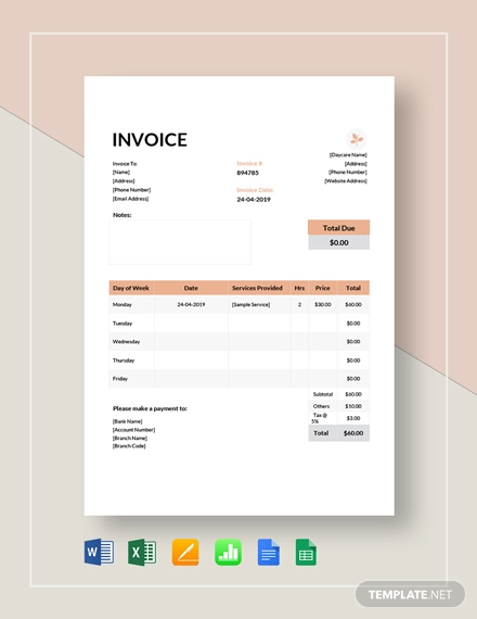 Daycare Invoice 7 Examples Format Pdf Examples