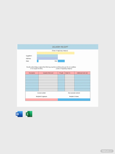 Delivery Receipt Note Template