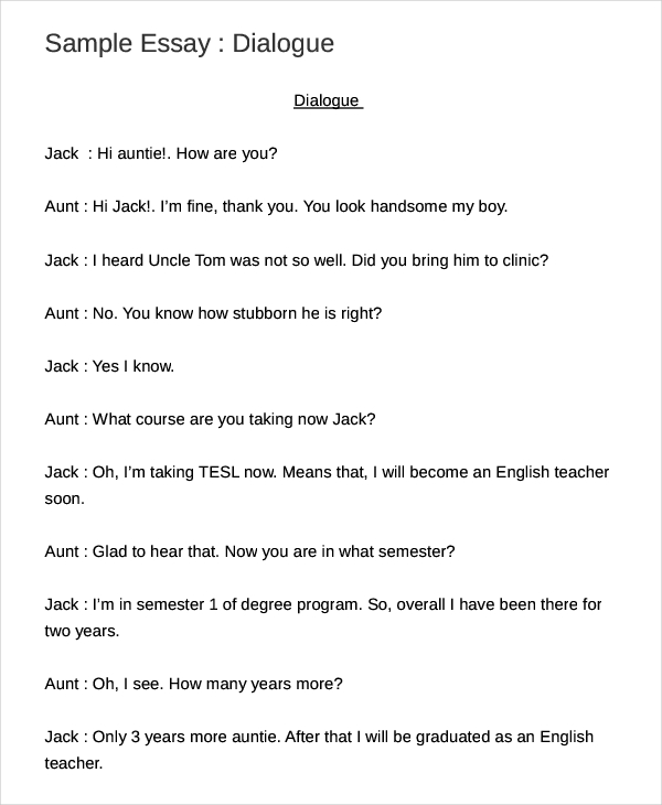 examples of dialogue in an essay