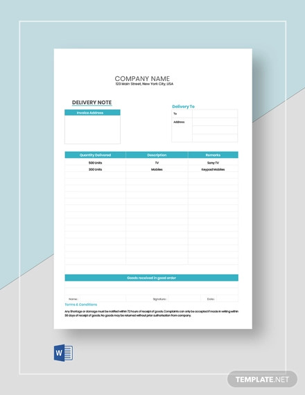 Editable Delivery Note Template