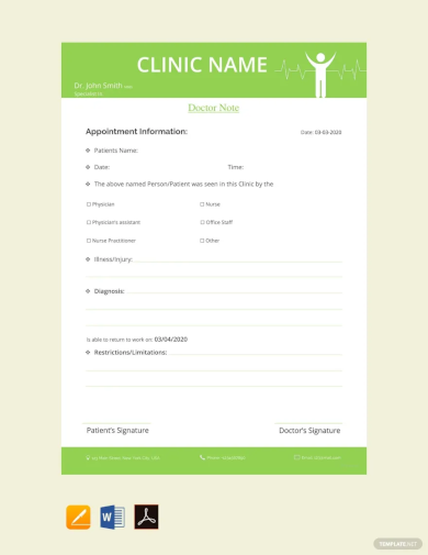 editable sample doctor note template