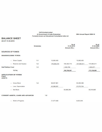 educational consultants balance sheet