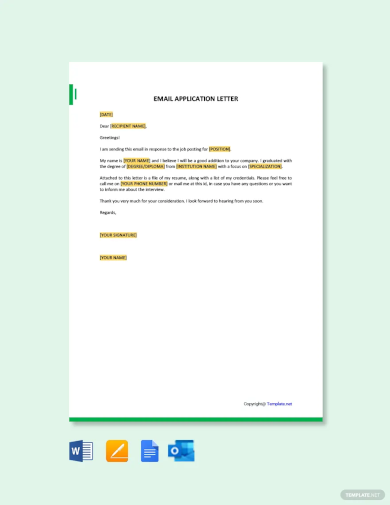 Email Application Letter Template