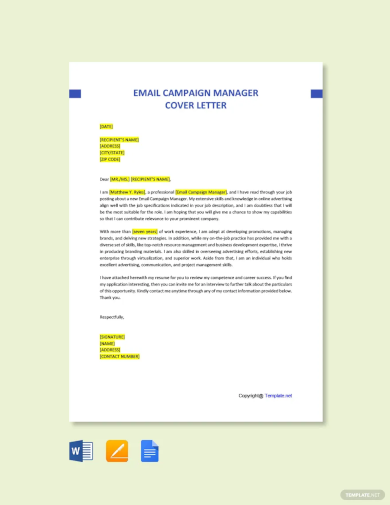 email campaign manager cover letter template
