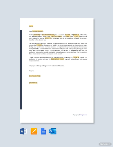 employee acknowledgement letter template