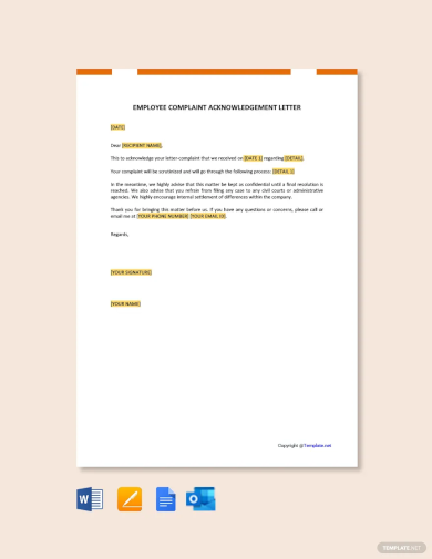employee complaint acknowledgement letter template