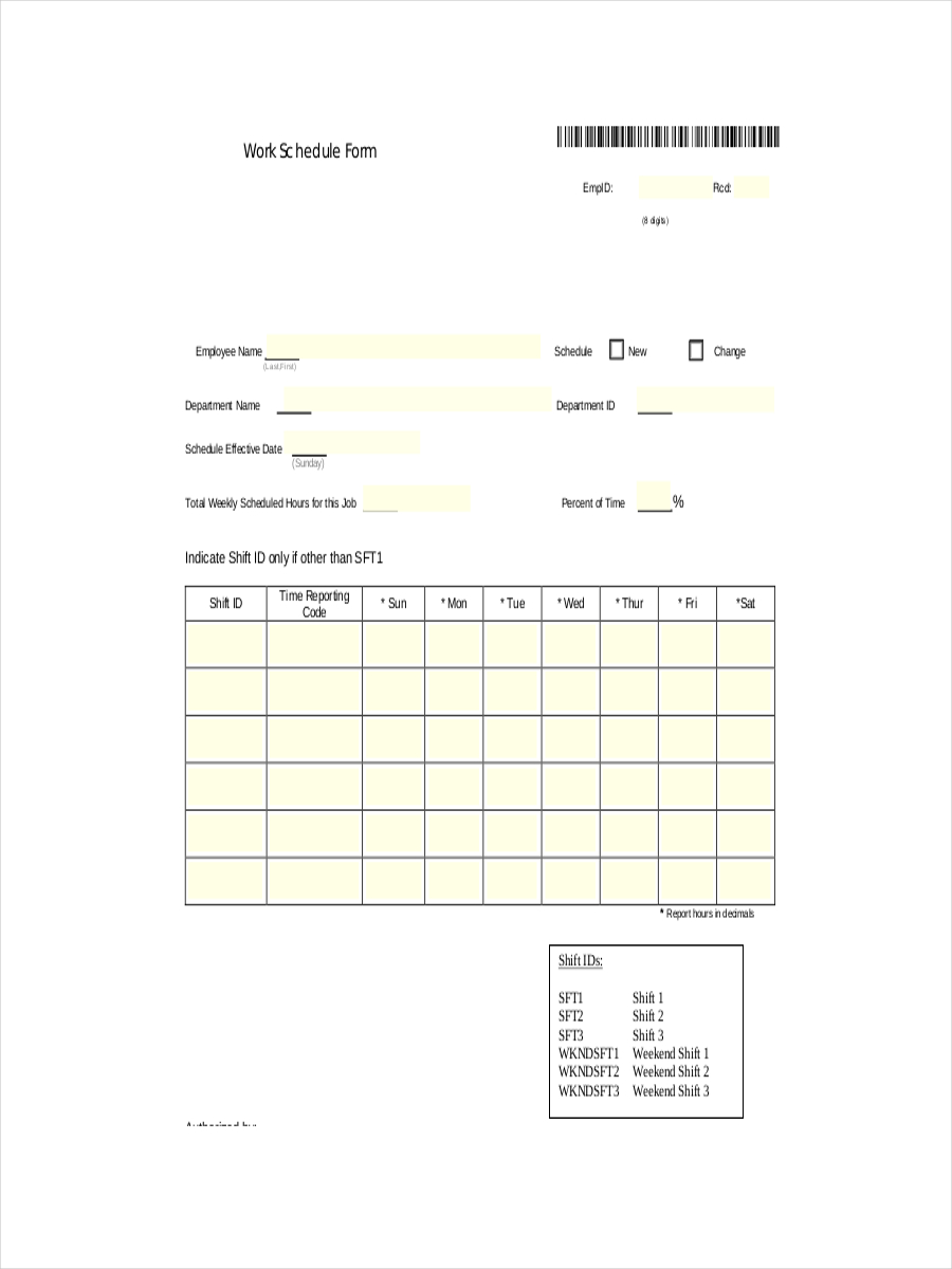 Schedule Examples Format Pdf Examples